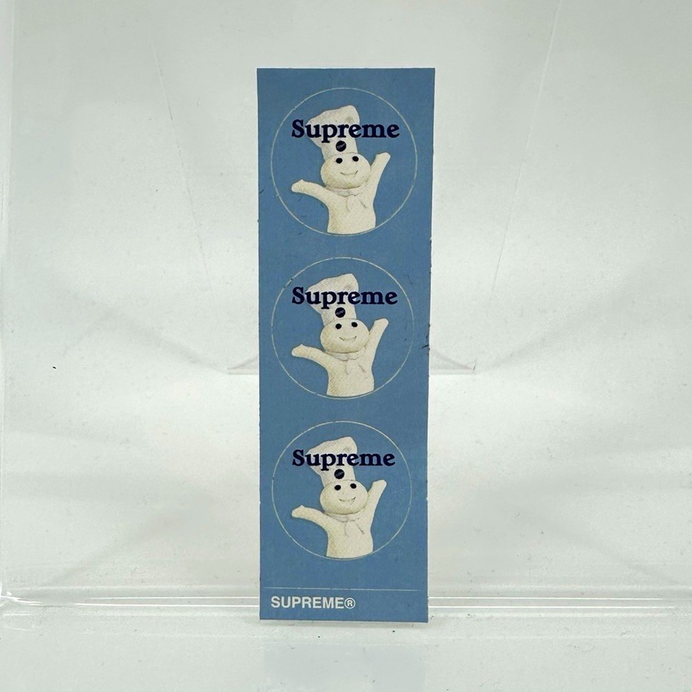 Supreme Pillsbury Doughboy Sticker Sheet Blue White Black Rectangle Vertical